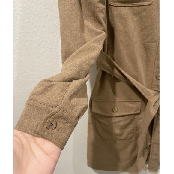 SEZANE Button Down Brown Tan Long Sleeve Mini Dress - Picture 3 of 4